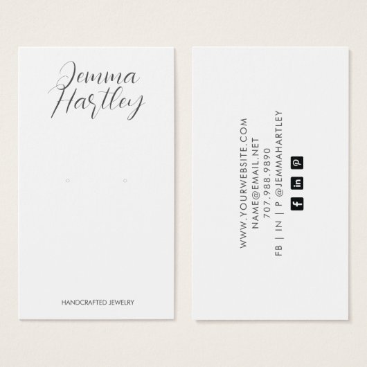 Moderne, eenvoudige zwart-witweergave in script visitekaartje (Voorkant /achterkant)