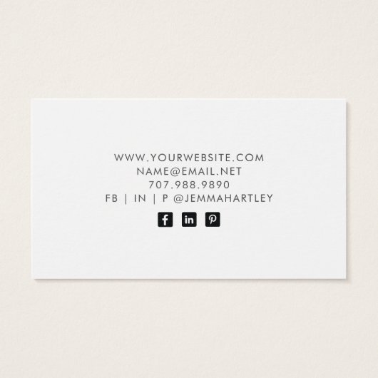 Moderne, eenvoudige zwart-witweergave in script visitekaartje (Achterkant)