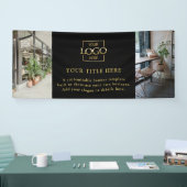 Moderne Eenvoudige Zwarte Aangepaste Zakelijke Log Spandoek (Beurs)