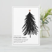 Moderne Eenvoudige zwarte Bondboomvakantie Uitnodi Kaart (Staand voorkant)