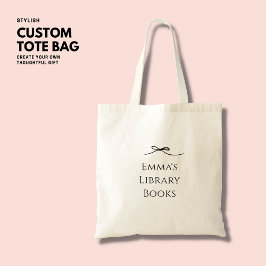 Moderne eenvoudige zwarte boog meisjes bibliotheek tote bag