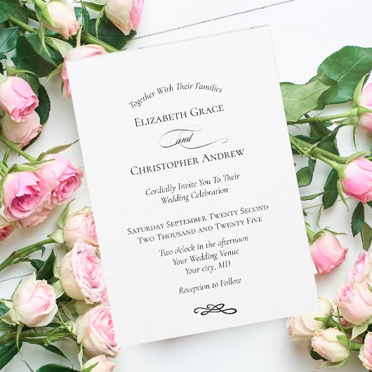 Moderne, eenvoudige zwarte bruiloft kaart