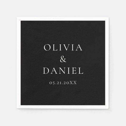 Moderne, eenvoudige zwarte bruiloft servet (Voorkant)