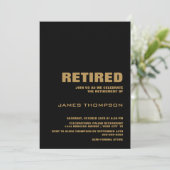 Moderne eenvoudige zwarte en gouden aftredingparti kaart (Staand voorkant)