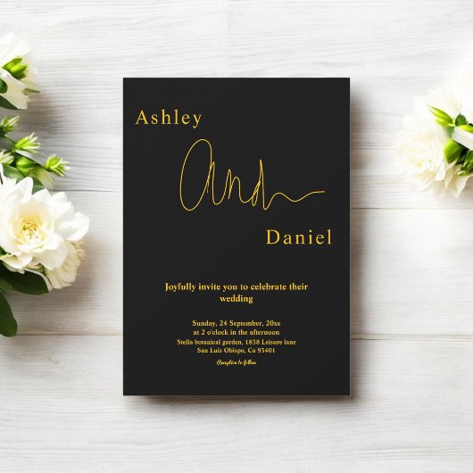 Moderne Eenvoudige Zwarte En Gouden Elegante Chic  Kaart