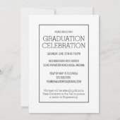 Moderne Eenvoudige Zwarte en Witte Afstuderen Aankondiging (Achterkant)