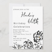 Moderne Eenvoudige Zwarte en Witte Bloem 60e Verja Kaart (Voorkant)