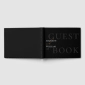 Moderne, eenvoudige zwarte en witte bruiloft gastenboek (Volledig)