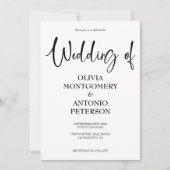 Moderne, eenvoudige zwarte en witte bruiloft kaart (Voorkant)