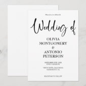 Moderne, eenvoudige zwarte en witte bruiloft kaart (Voorkant / Achterkant)