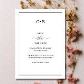 Moderne, eenvoudige zwarte en witte bruiloft save the date