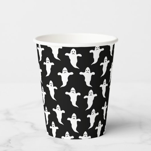 Moderne Eenvoudige Zwarte en Witte Geesten Hallowe Papieren Bekers (Achterkant)