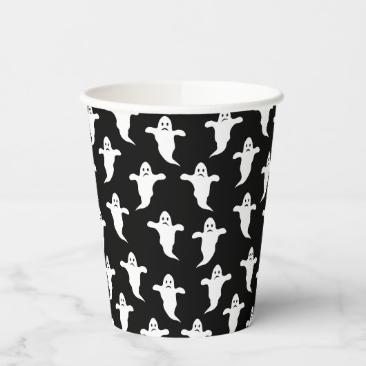 Moderne Eenvoudige Zwarte en Witte Geesten Hallowe Papieren Bekers (Links)
