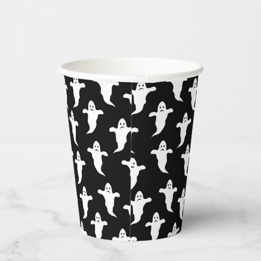 Moderne Eenvoudige Zwarte en Witte Geesten Hallowe Papieren Bekers (Rechts)