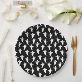 Moderne Eenvoudige Zwarte en Witte Geesten Hallowe Papieren Bordje