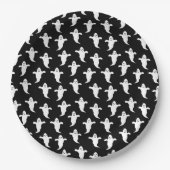 Moderne Eenvoudige Zwarte en Witte Geesten Hallowe Papieren Bordje (Voorkant)