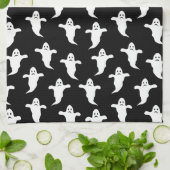 Moderne Eenvoudige Zwarte en Witte Geesten Hallowe Theedoek (Gevouwen)