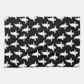 Moderne Eenvoudige Zwarte en Witte Geesten Hallowe Theedoek (Horizontaal)