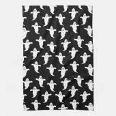 Moderne Eenvoudige Zwarte en Witte Geesten Hallowe Theedoek (Verticaal)