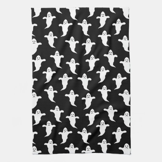 Moderne Eenvoudige Zwarte en Witte Geesten Hallowe Theedoek (Verticaal)