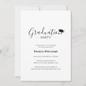 Moderne Eenvoudige zwarte en Witte GraduPartij Kaart (Voorkant)