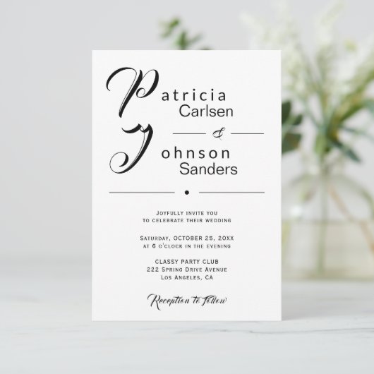 Moderne, eenvoudige zwarte en witte kalligrafie br kaart (Staand voorkant)