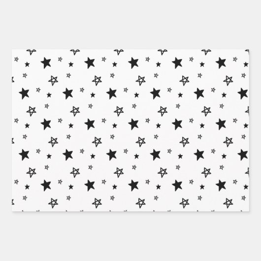 Moderne eenvoudige zwarte en witte kerst inpakpapier vel (Voorkant 3)