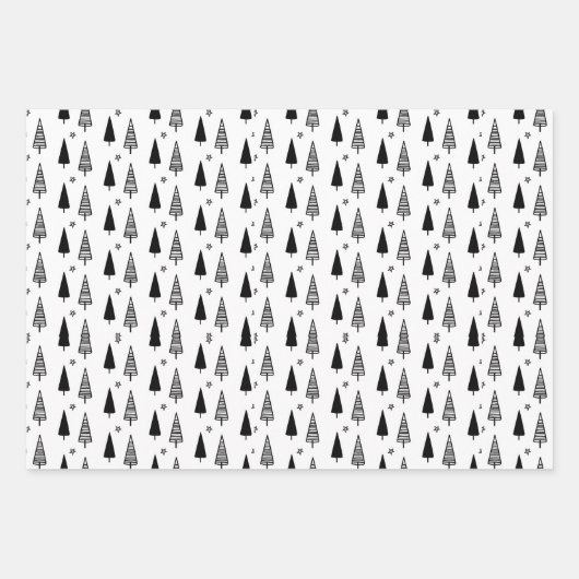 Moderne eenvoudige zwarte en witte kerst inpakpapier vel (Voorkant)