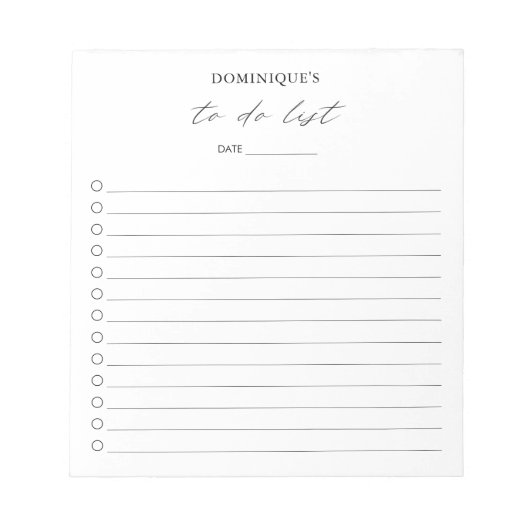 Moderne eenvoudige zwarte en witte legant om lijst notitieblok (Voorkant)