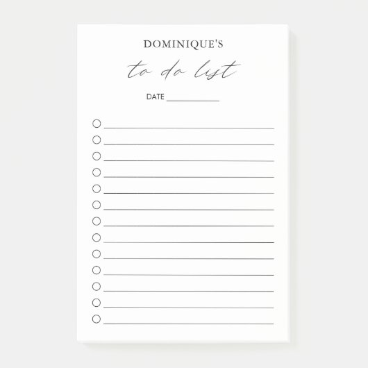 Moderne eenvoudige zwarte en witte legant om lijst post-it® notes (Voorkant)