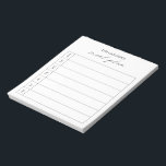 Moderne, eenvoudige zwarte en witte legante maalan notitieblok<br><div class="desc">Het moderne notitieblok van de zwarte en witte maaltijdplanner met een eenvoudige lay-out met "maaltijdplan"in een elegante en kische kalligrafie samen met jouw naam en een sjabloon voor uw om in uw wekelijkse menu te schrijven.</div>