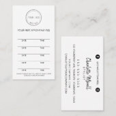 Moderne, eenvoudige zwarte en witte minimalistisch afsprakenkaartje (Voorkant / Achterkant)