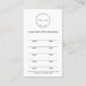 Moderne, eenvoudige zwarte en witte minimalistisch afsprakenkaartje (Voorkant)