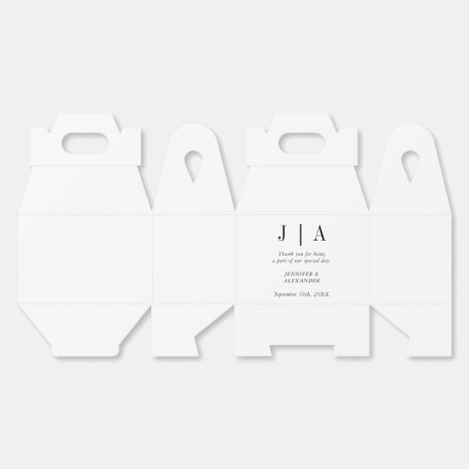 Moderne eenvoudige zwarte en witte monogram bruilo bedankdoosjes (Ongevouwen)