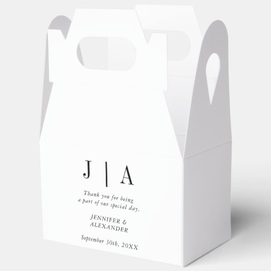 Moderne eenvoudige zwarte en witte monogram bruilo bedankdoosjes (Open)