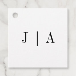 Moderne eenvoudige zwarte en witte monogram bruilo bedankjes labels