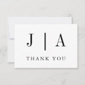 Moderne eenvoudige zwarte en witte monogram bruilo bedankkaart (Voorkant)