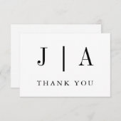 Moderne eenvoudige zwarte en witte monogram bruilo bedankkaart (Voorkant / Achterkant)