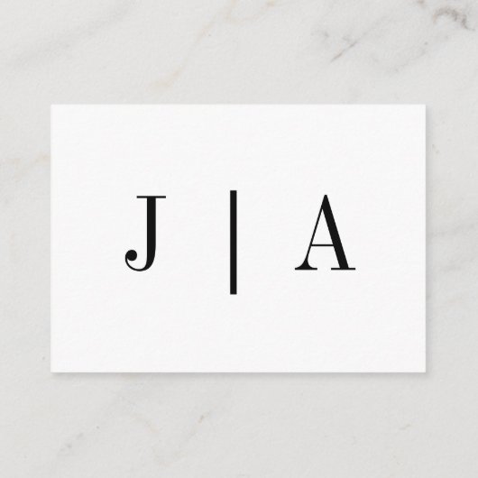 Moderne eenvoudige zwarte en witte monogram bruilo informatiekaartje (Achterkant)