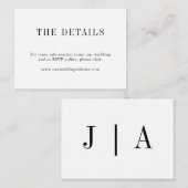 Moderne eenvoudige zwarte en witte monogram bruilo informatiekaartje (Voorkant / Achterkant)