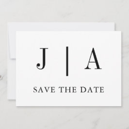 Moderne eenvoudige zwarte en witte monogram bruilo save the date