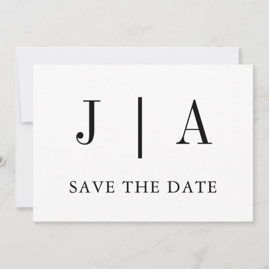 Moderne eenvoudige zwarte en witte monogram bruilo save the date (Voorkant)