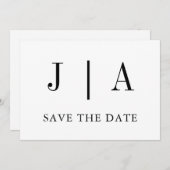 Moderne eenvoudige zwarte en witte monogram bruilo save the date (Voorkant / Achterkant)