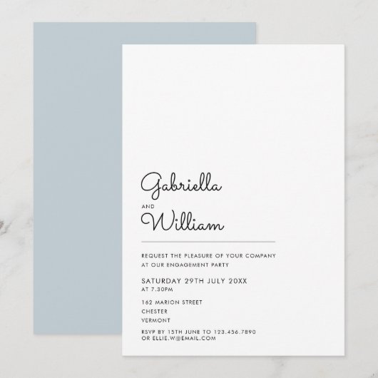 Moderne Eenvoudige zwarte en Witte Partij Kaart (Voorkant / Achterkant)