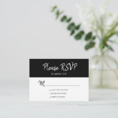 Moderne eenvoudige zwarte en witte scriptbruiloft informatiekaartje (Staand voorkant)