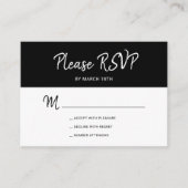 Moderne eenvoudige zwarte en witte scriptbruiloft informatiekaartje (Voorkant)