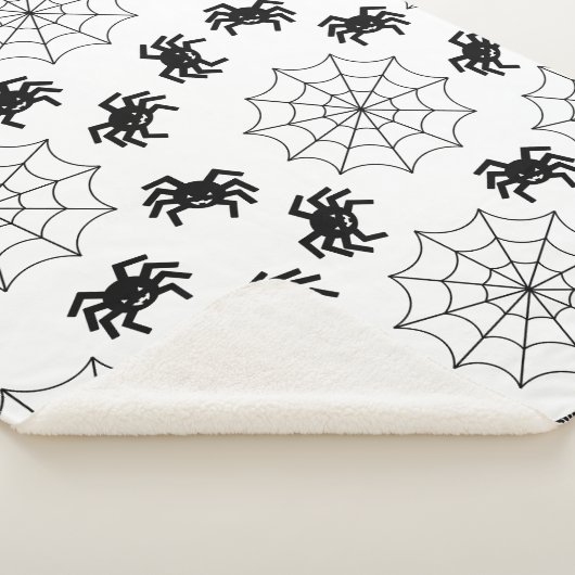 Moderne Eenvoudige Zwarte en Witte Spin Halloween Sherpa Deken (3/4)
