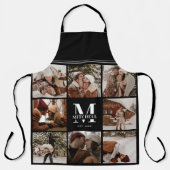 Moderne Eenvoudige Zwarte Fotocollage | Monogram c Schort (Voorkant)