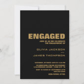 Moderne Eenvoudige Zwarte Gold Engagement Party Kaart (Voorkant)
