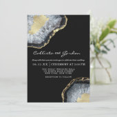 Moderne Eenvoudige Zwarte Gouden Agaat Geode Trouw Kaart (Staand voorkant)